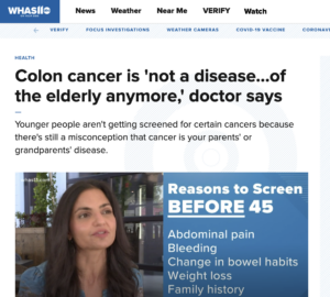 Colon Cancer is not a disease of the elderly anymore; article